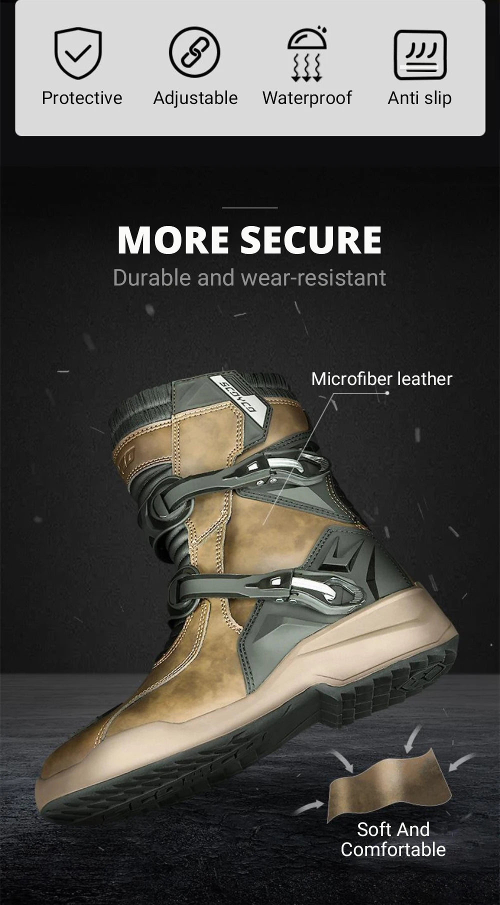 SCOYCO's New Upgraded Motorcycle Riding Boots Are Equipped With Rally Shoes Motorcycle Fall Resistant Racing Boots MT038WP-2