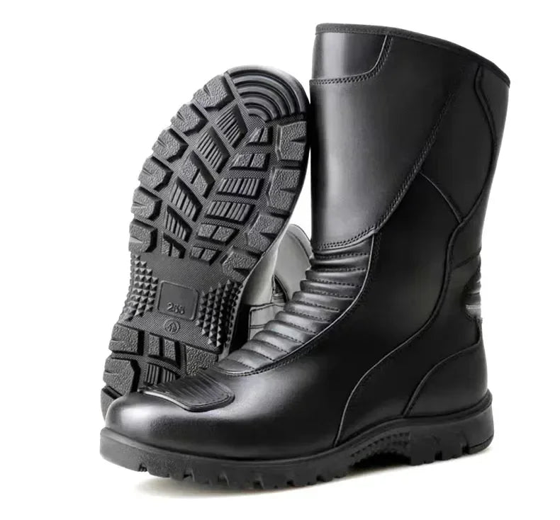 Motorcycle Boots Men Classic Motocross Boots with Reinforced Heel Toe Counter Waterproof Tall Motorcycle Touring Boot Botas Moto