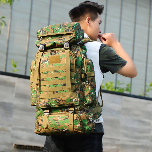 80L  Military Camouflage Tactical Backpack Large Capacity Hiking Camping Travel Outdoor Molle System Assault Pack for Men