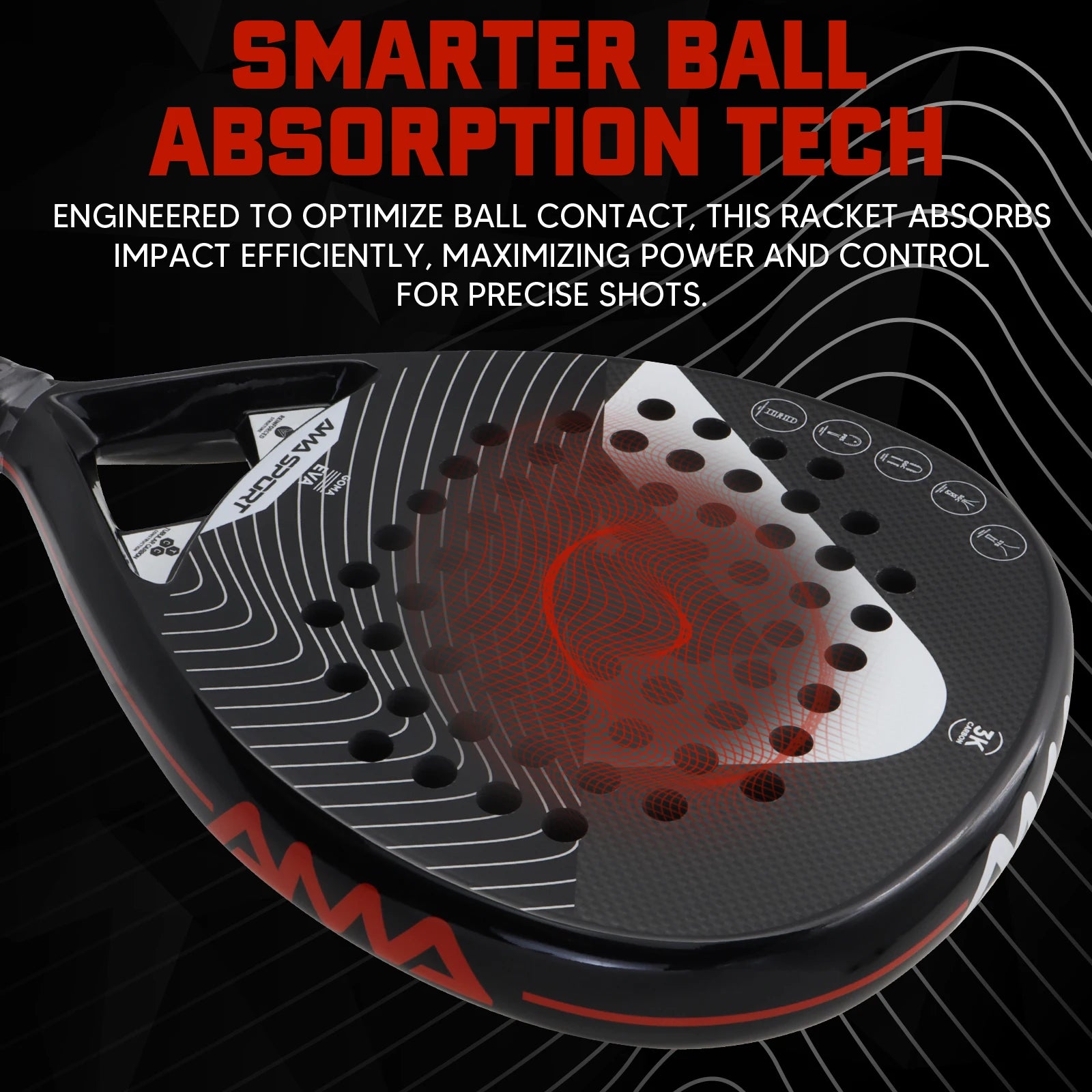 AMASPORT Padel Tennis Racquets Full Carbon Fiber Rough Surface High Quality Padel Rackets Provides A Great Hitting Experience
