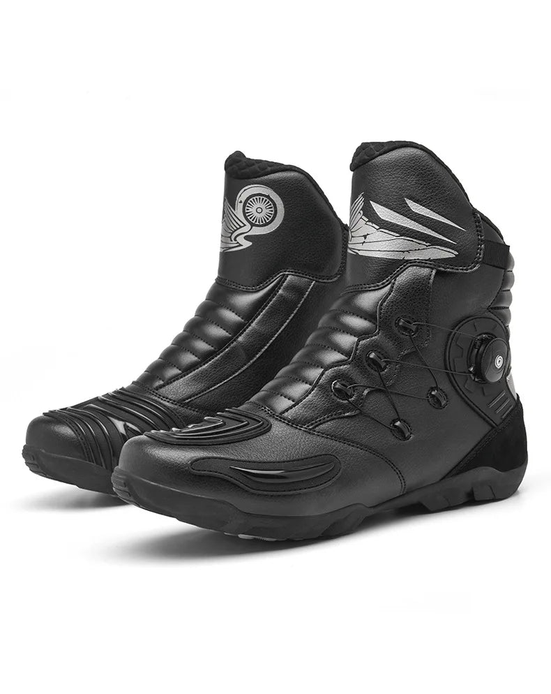 37-48 Motorcycle Boots Non-Slip Studded Boots Leather Enduro Motorcycle Boots Men's Biker Boot Four Seasons Riding Racing Shoes