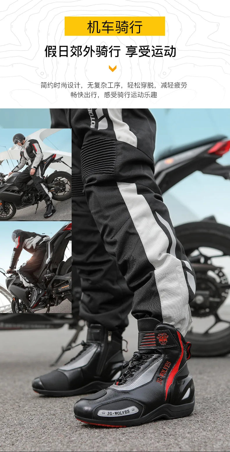 Motorcycle Shoes Men Off-road Adventure Motocross Low Boots  Retro Black Riding Shoes Rubber Sole Waterproof Motorcyclist Shoes