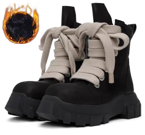 Size 37-45 pu Leather Men women Ankle Boots Jumbo Wide Lace lovers Short Boots Dark Street Style Lace-up Men Modern Boots