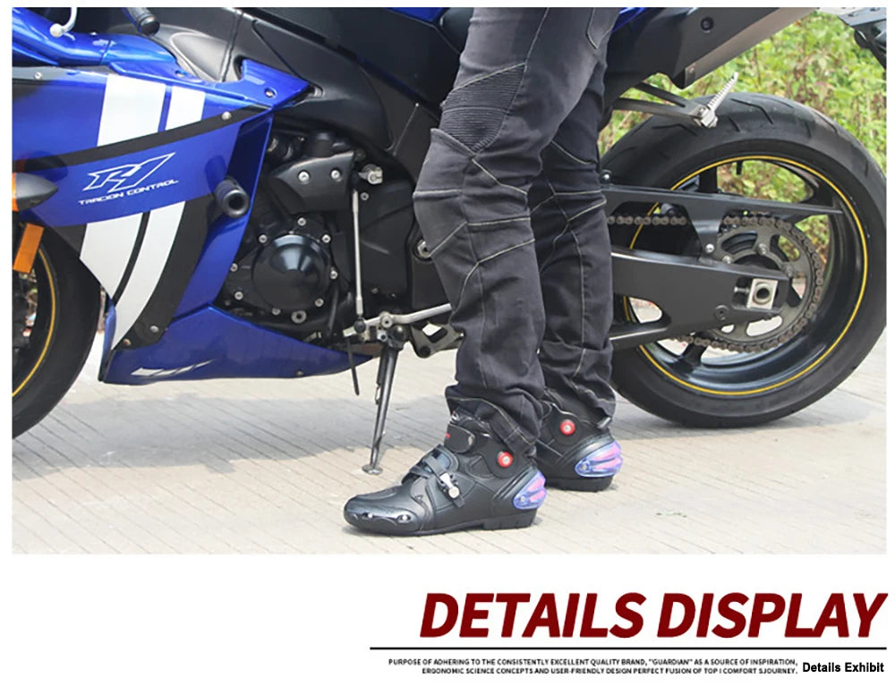 Men Women Motorcycle Racing Boots Sneakers Shoes Microfiber Leather Anti-collision Protection Motocross Off-Road Boots Non-slip