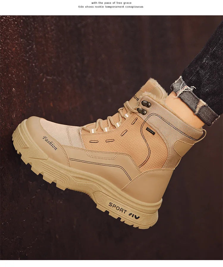 Winter Warm Men Boots Platform Boots High Top Men's Cotton Shoes Non-slip Working Ankle Boots for Men 2024 Short Plush Snow Boot