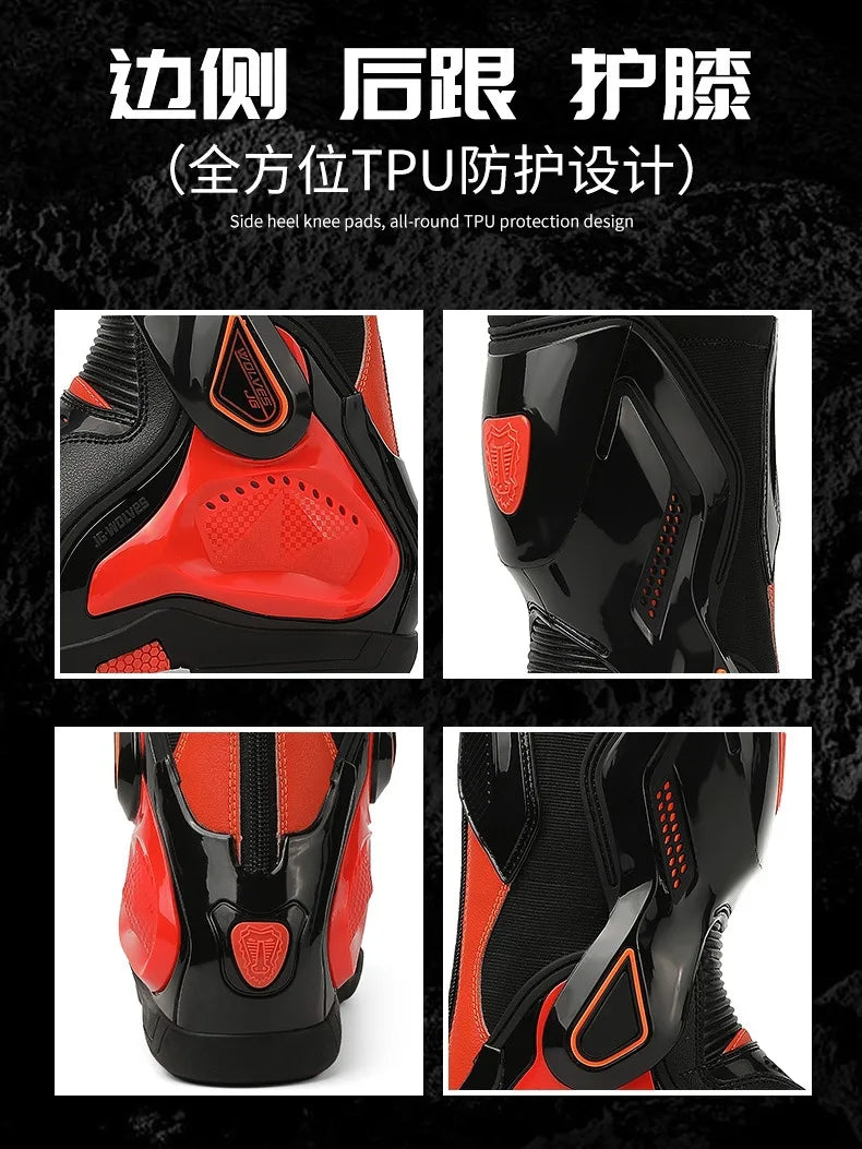 Professional Motorcycle Boots Anti-slip Mid-calf Long Ankle Off-road Racing Wear-resistant Motorcycle Rider Protective Shoes