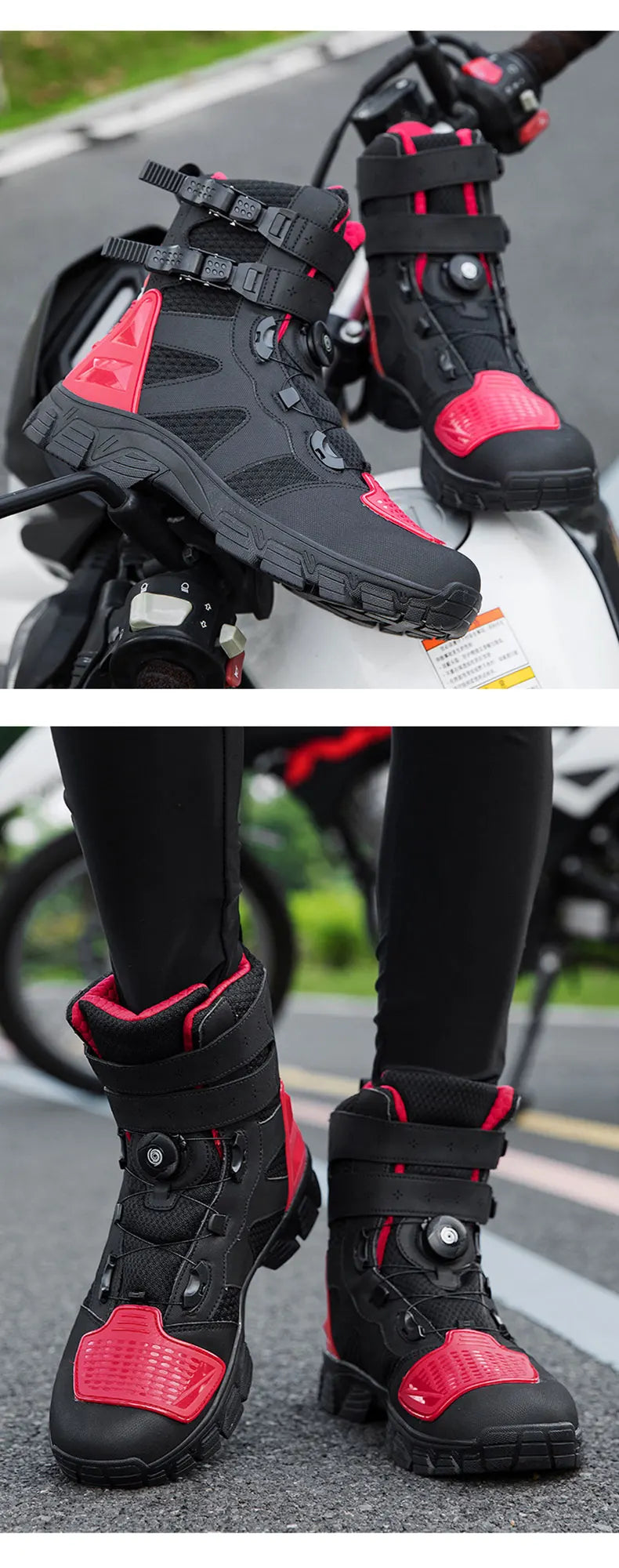 Men Motorcycle Boots Breathable Anti-fall Motocross Protective Shoes Knob Lock Buckle Men's Motos Equipment Outdoor Sports Shoes