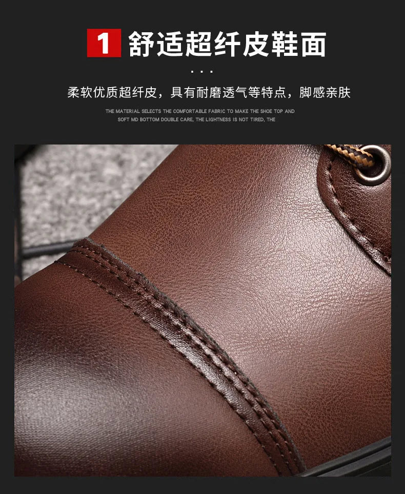 2024 Autumn and Winter New Fashion Pointy Retro Leather Boots High Top British Casual Men's Shoes Large Size 38-48