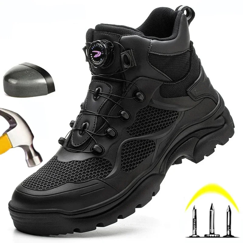 Top Grade Rotary Buckle Men Work Safety Boots Work Sneakers Safety Shoes Men Indestructible Work Boots Anti smashing