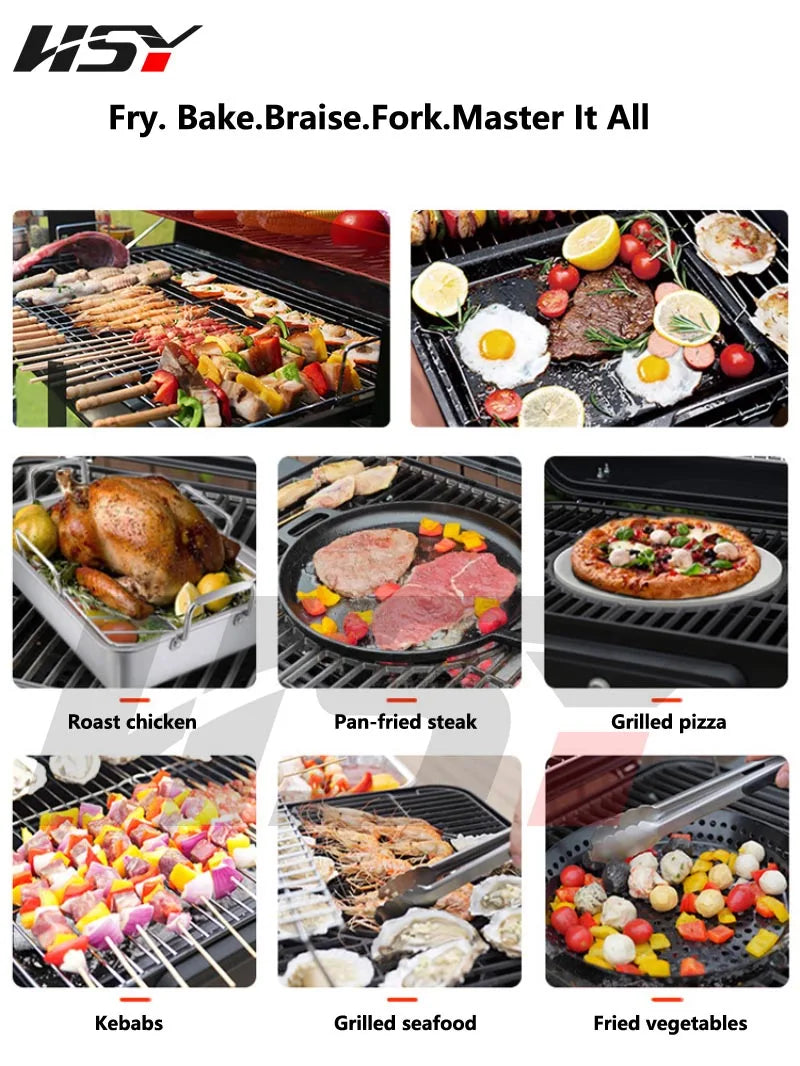 Household Charcoal Stove Outdoor American Barbecue Grill Outdoor Camping Baking Charcoal Grill Fish Grill Charcoal Smoke Grill