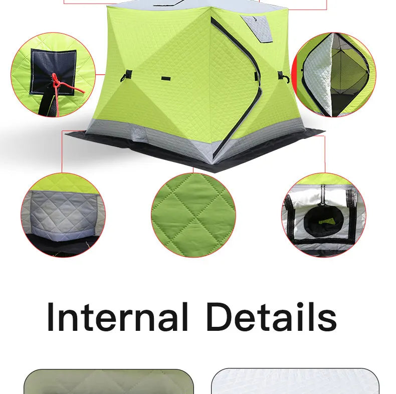 Winter Fishing Tent Ice Fishing Tent Cotton Clip Thick Insulation Windproof Snow Shelter Camping for 2-3 People Pop Up Tent