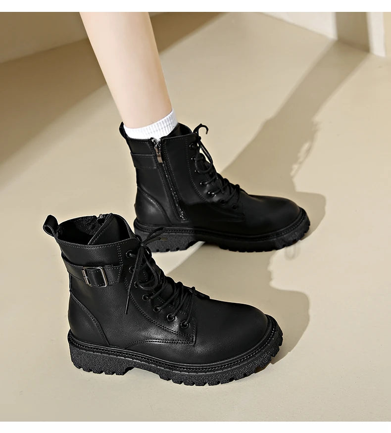 Women Boots 2024 Autumn Winter New Fashion Classic Short Boot Handsome Ankle Boot Work Clothes Shoe Botas de mujer black boots