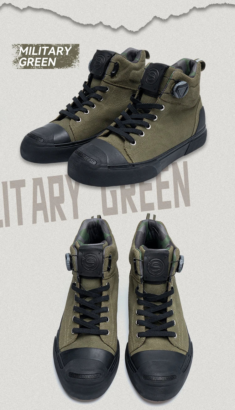 Star Field Knight Green Retro Motorcycle Riding Shoes Comfortable Breathable Hard Protection Wear-resistant Motocross Race Boots