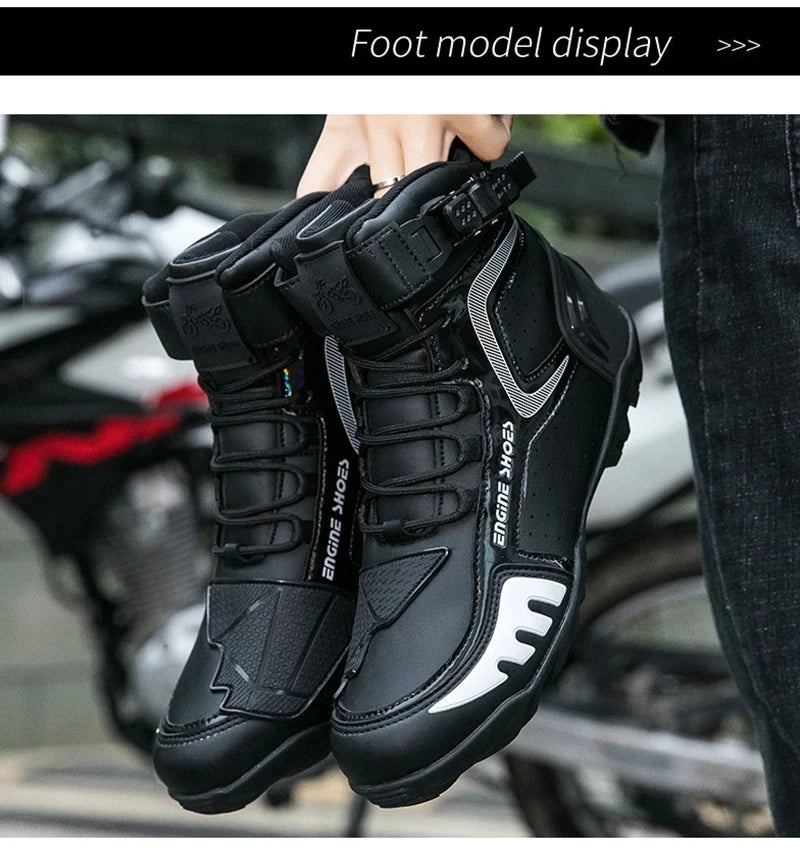 Men Motorcycle Boots Breathable Anti-fall Riders Motorbike Shoes TPU Protection Anti Slip Men's Motocross Bike Riding Boot