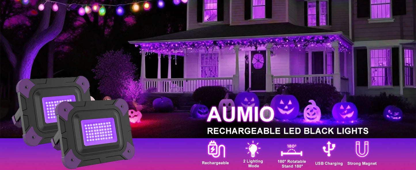 1/2 PCS LED UV Black Lights Work Light Stage Blacklight Ultraviolet Flood Effect Light for Halloween Xmas Dance DJ Disco Party