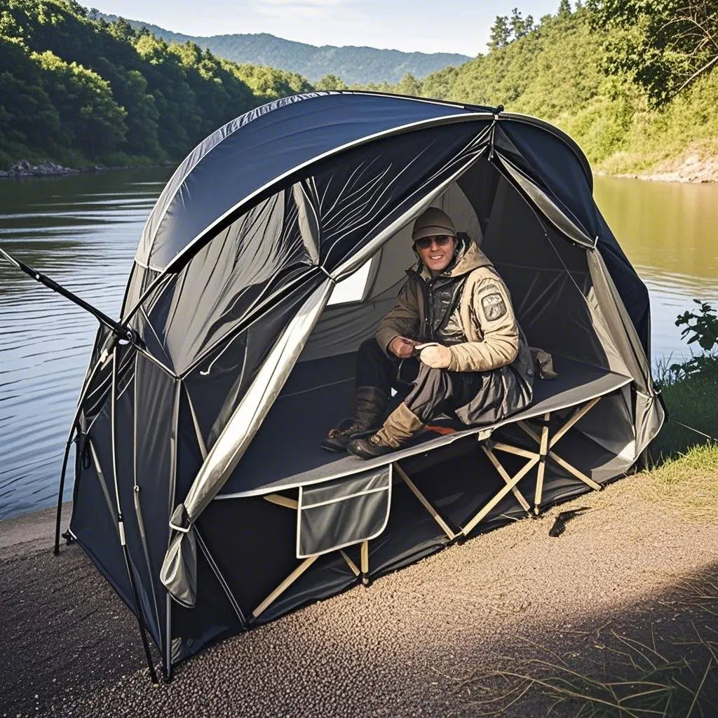 4-in-1 Camping Cot Tent, Backpacking 1 Person Camping Tent, Tent Cot Folding Off the Ground Tent,Fishing Tent,Sleeping Bed Tent