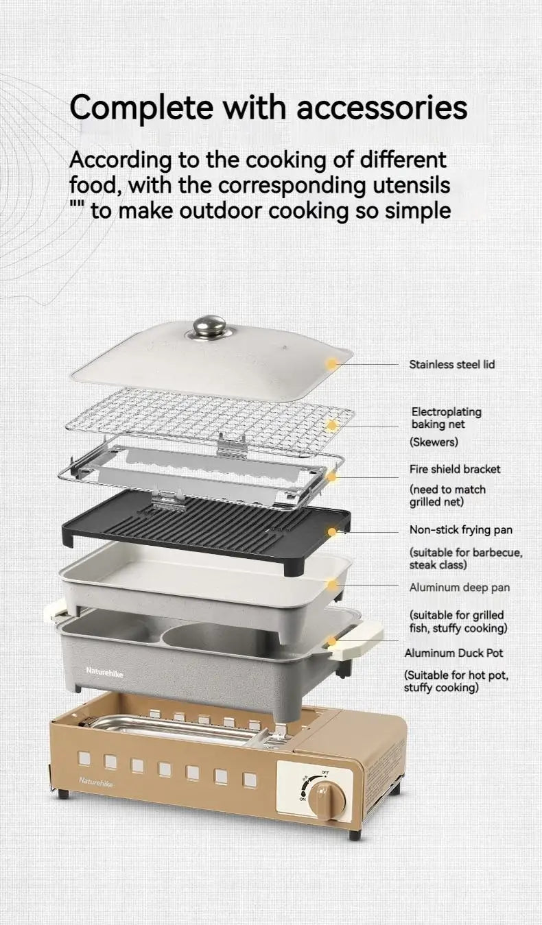 Naturehike Camping Gas Stove Burner 2300W Strong Fire Cooking Furnace Outdoor Picnic Barbecue Fry Grill Boil Pot Pan Portable