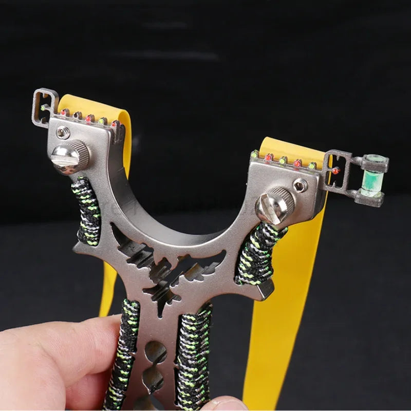 Red Laser Shooting Stainless Steel Slingshot With Flat Rubber Band Catapult Outdoor Sports Hunting Slingshot Accessories