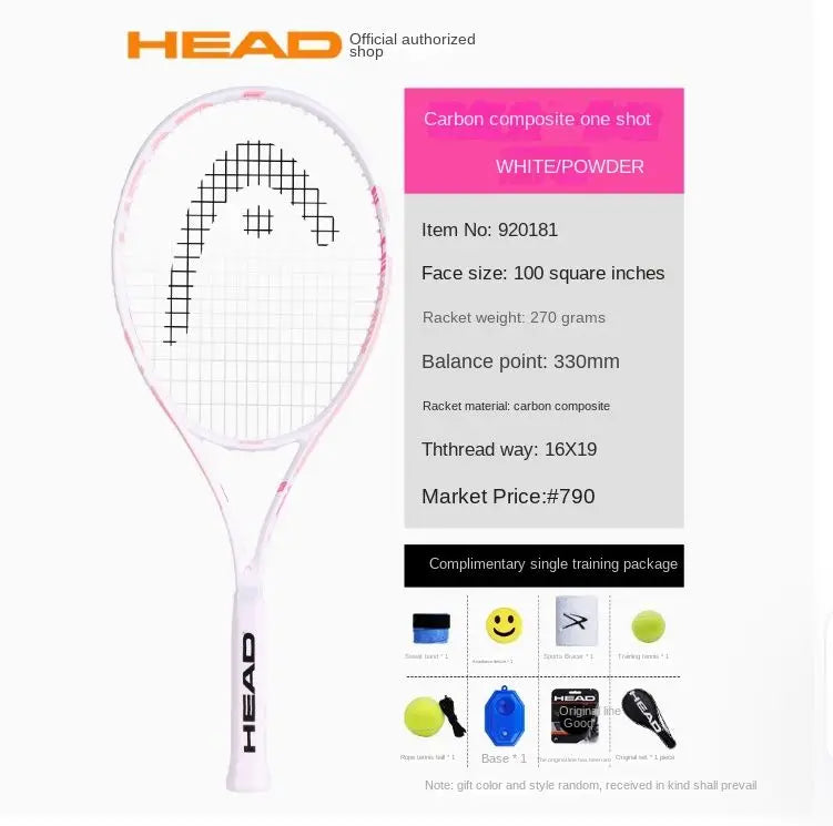 HEAD Tennis Racket Carbon Composite Padel Rackets Professional Men Women Beginners Tennis Racquet With Bag And Accessories