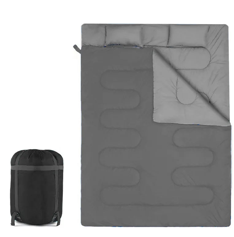 Outdoor camping can be split and spliced waterproof double couple thickened sleeping bag with pillow envelope type