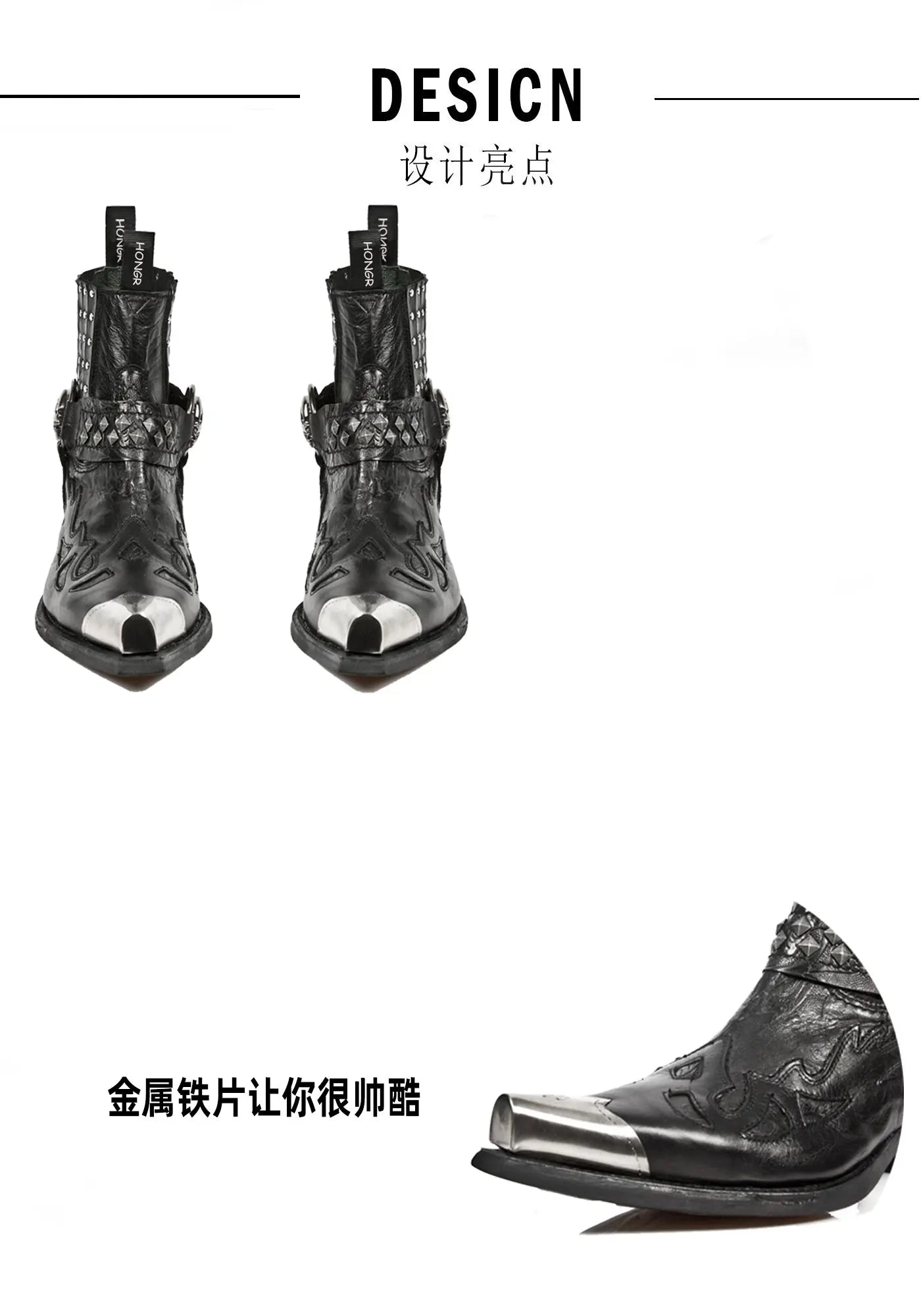 2025 New Men Popular Pointed Western Short Spanish Tide Brand Punk Rivet Leather Women Sneakers Chelsea Boots