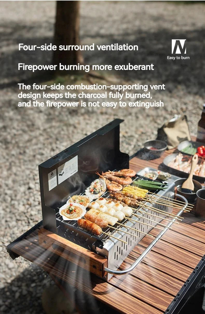 Naturehike Upgrade Barbecue Grill Lightweight Folding Portable Charcoal Burner Camping Outdoor Picnic Tabletop Cooking Stove Box