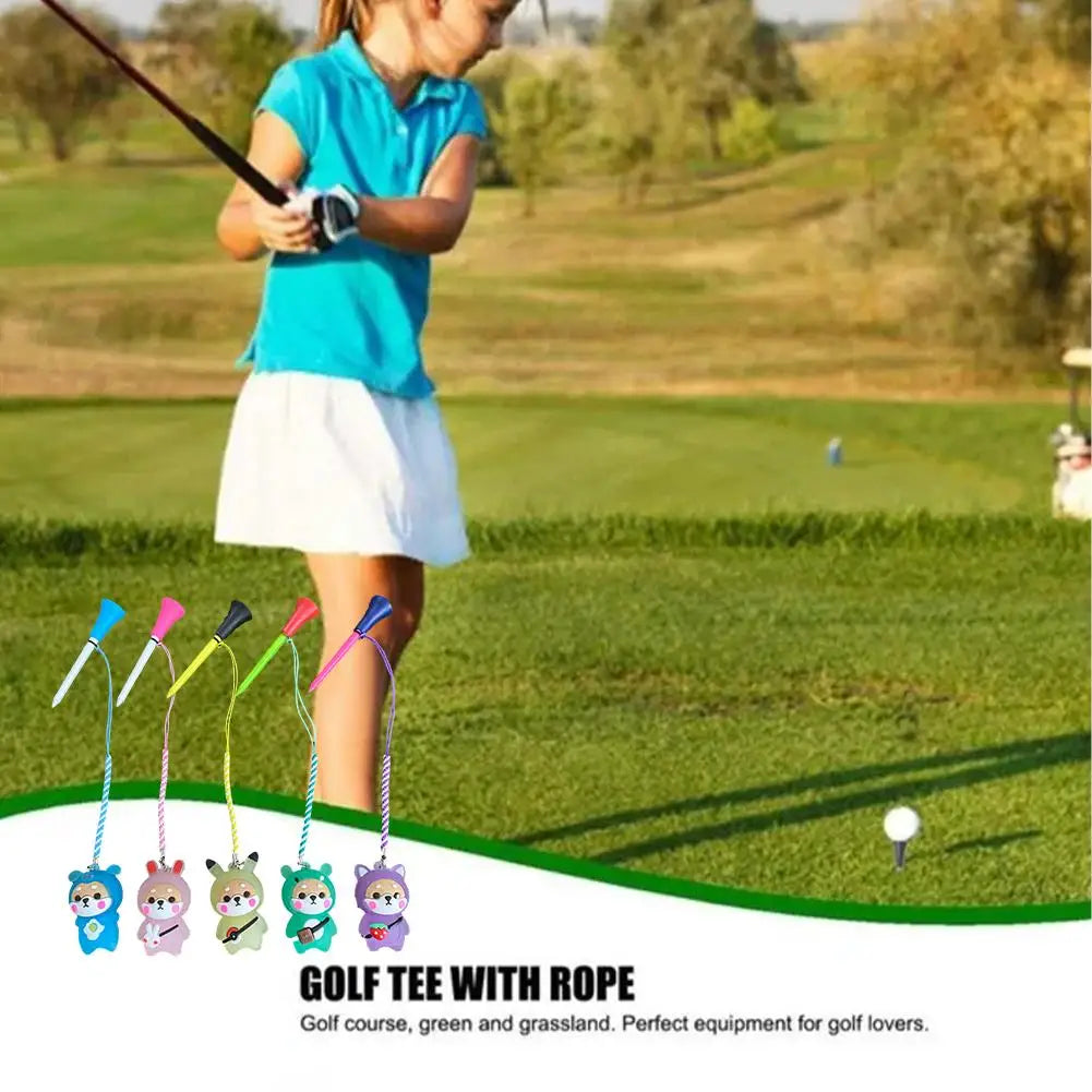 Golf Rubber Tees With Flashing Light Glow In The Dark Loss Golf Dog Ball Holder Cartoon Rope Prevent Accessories Golf W/ Br N0M9