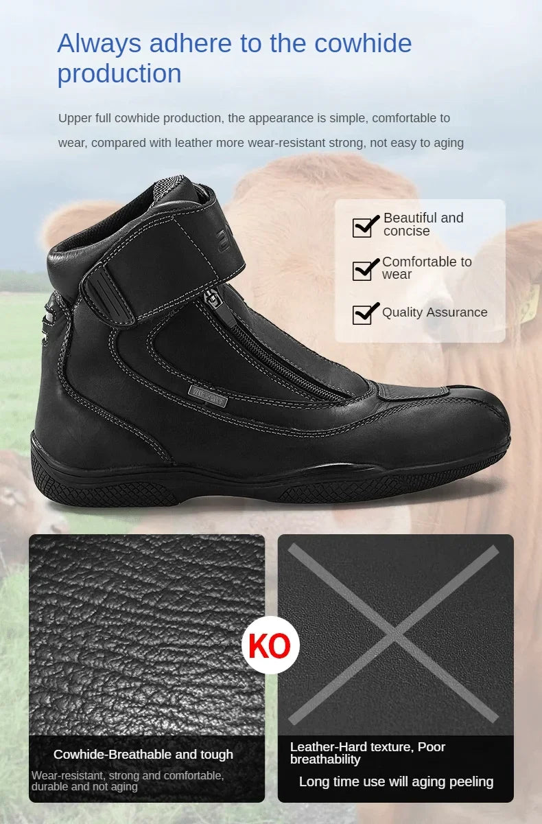 Motorcycle Riding Boots Men's Anti-slip Wear-resistant Locomotive Cycling Shoes Comfort Waterproof Anti-drop Four Seasons
