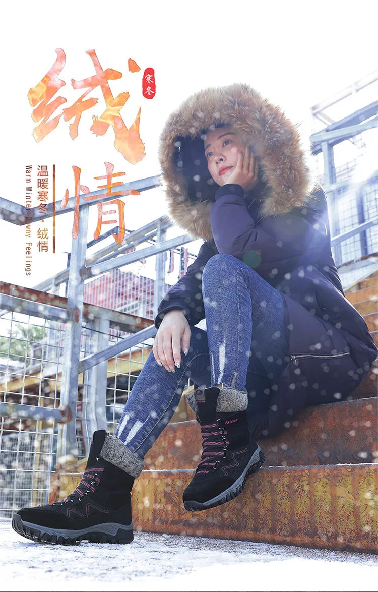 Women's Snow Boots Winter Plush Warm Platform Women's Ankle Boots Wear-resistant Waterproof Non-slip Lady Snow Boots for Womens