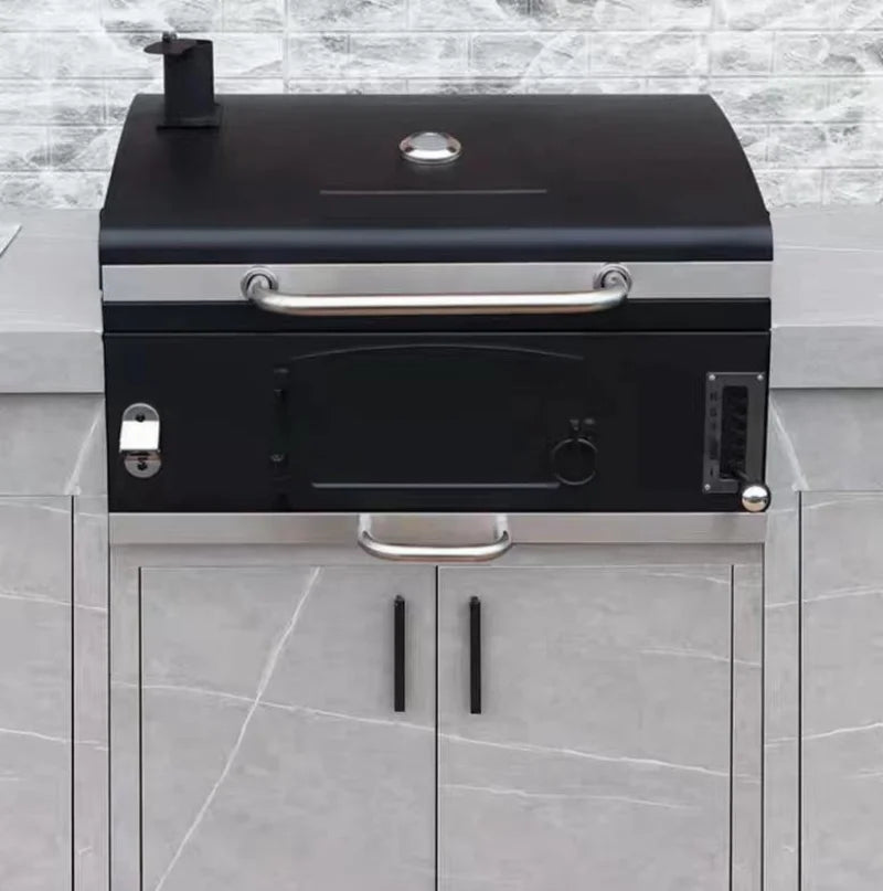 Outdoor Stainless Steel Charcoal BBQ Grill, Built-in Grill