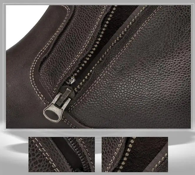 2026 Spring Autumn Ankle Boots Fashion Male Cow Genuine Leather Shoes Dual Zip Leisure Leather Boots Motorcycle Shoes Boys A049