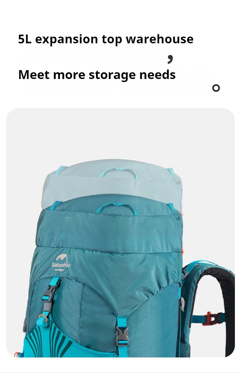 Naturehike Hiking Backpack Waterproof 45/55/65L Knapsack Climbing Travel Outdoor Sports Large Capacity Nylon Bag With Rain Cover