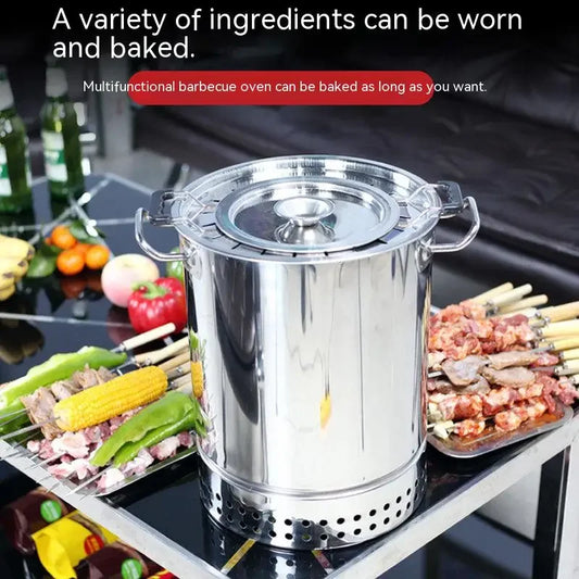 Smokeless Barbecue oven Household Charcoal indoor Barbecue Artifact Outdoor Stainless steel Barbecue oven Roast chicken oven Han