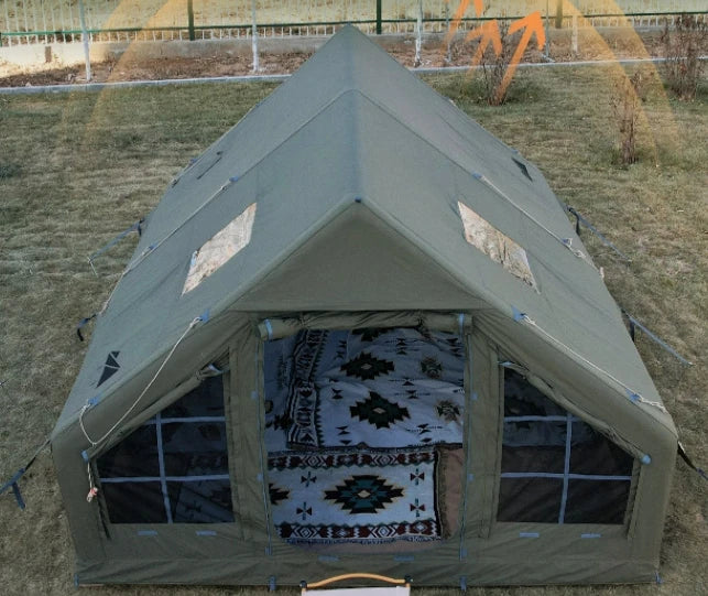 New 4X3m Inflatable Tents for Camping Outdoors Wild Hiking Rainproof Quick-open Inflatable Marquee Cotton Cloth Luxury Tents