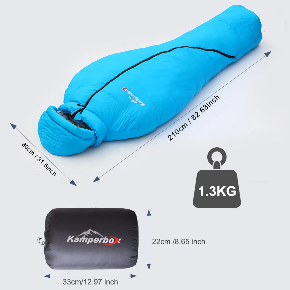 Premium Down and Synthetic Hybrid Sleeping Bag Camping  Lightweight Sleeping Bag High Neck Design Sleeping Bag 0°C to -5°C ，1.3