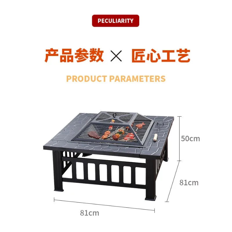 BBQ Grill Table Outdoor Garden Furniture Charcoal Heating Grill Patio Furniture Brazier