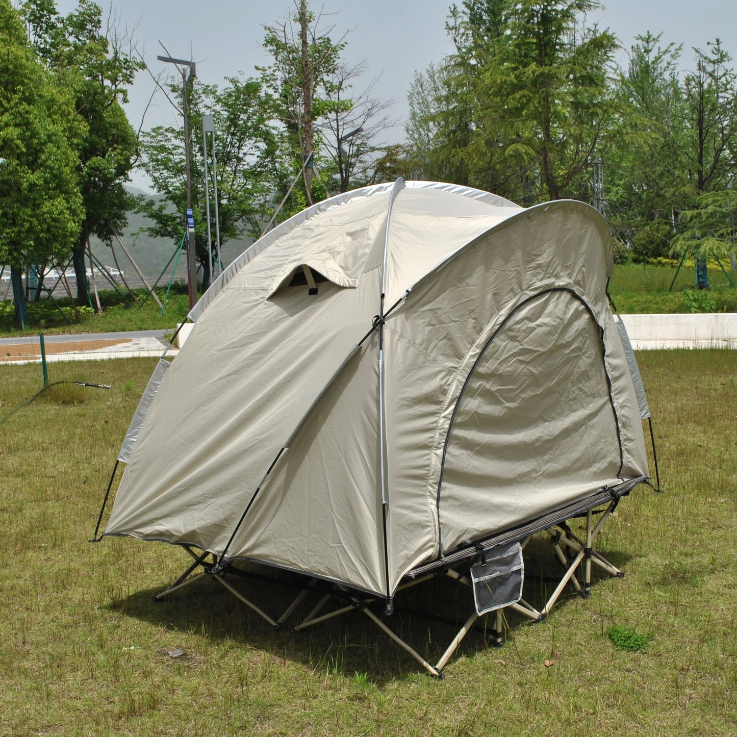 Off-Ground 3 Person Camping Fishing Tent with Double Mesh Doors - Insect Blocking, Durable Design, Easy Setup,Excluding bed