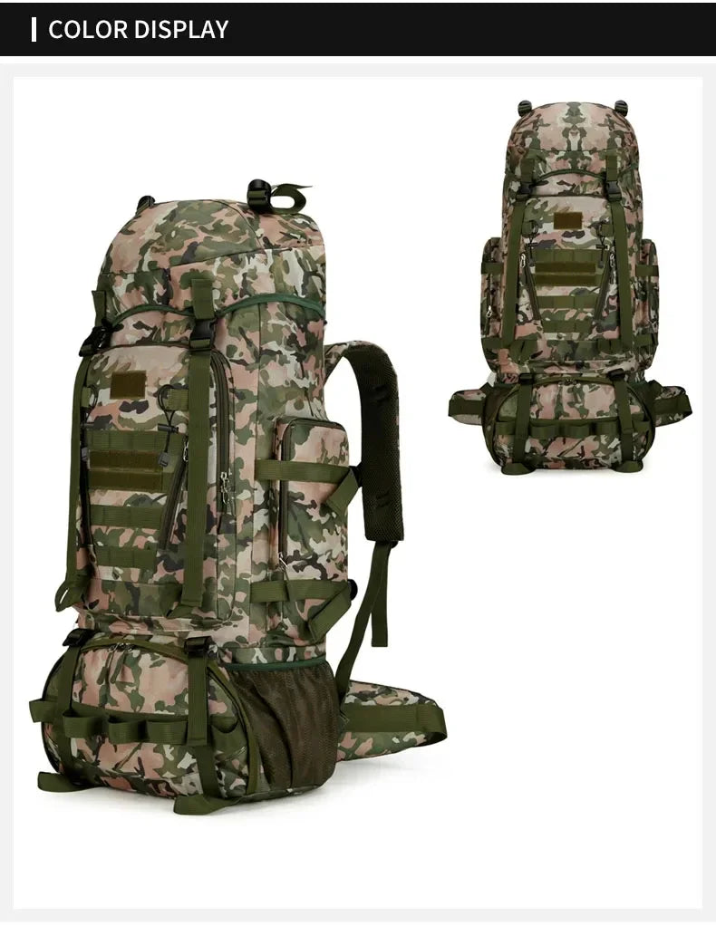 90L Travel Bag Camping Backpack Tactical Hiking Climbing Bags Mountaineering Large Sport Knapsack Outdoor Men Luggage Rucksack