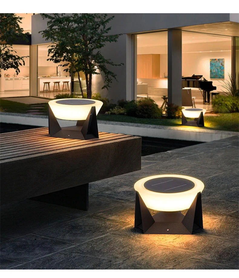 LED Solar Light Outdoor Garden Column Lamps Post Lights Waterproof Fence Gate Cap Lighting Lantern Head Fixture Patio Decoration