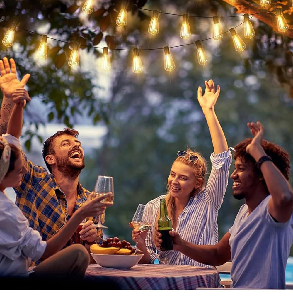 ST38 LED Solar String Light Dimmable Outdoor Shatterproof Garden Solar Powered String Lights with Remote Bistro Cafe Camping Dec