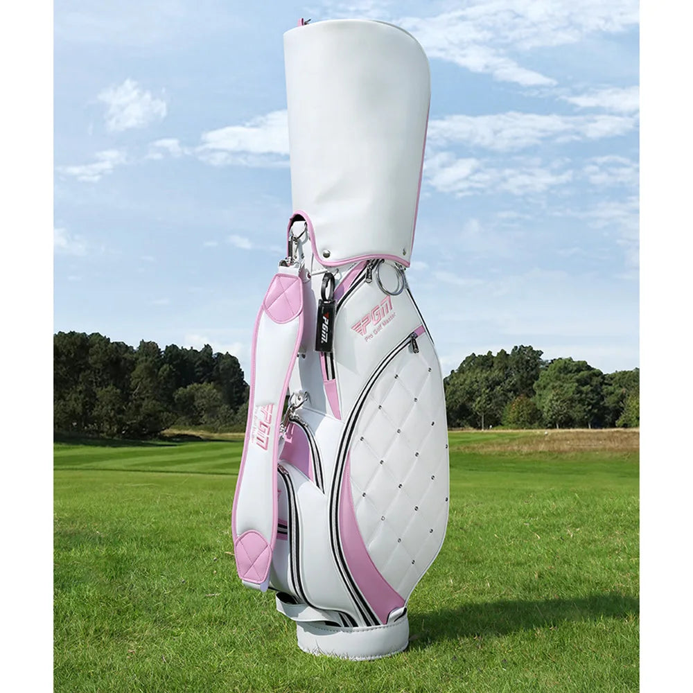 PGM Women Golf Stand Bag Portable Thickened Waterproof Cloth Ball Bag Wear Resistant High Quality Light TPU Golf Clubs Bag QB103