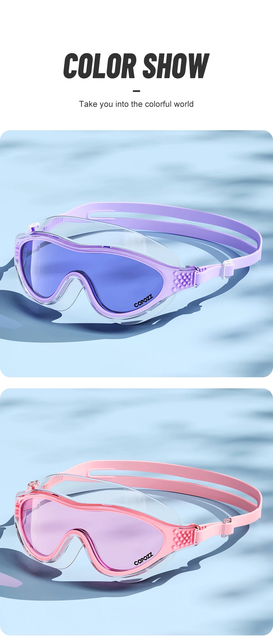 Big Frame Professional Swimming Waterproof Food Grade Silicone Glasses Swim Eyewear Anti-Fog UV Adult Men Women Diving Goggles