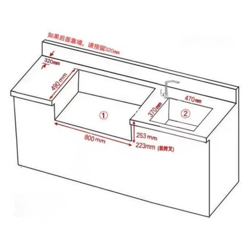 Outdoor Stainless Steel Charcoal BBQ Grill, Built-in Grill