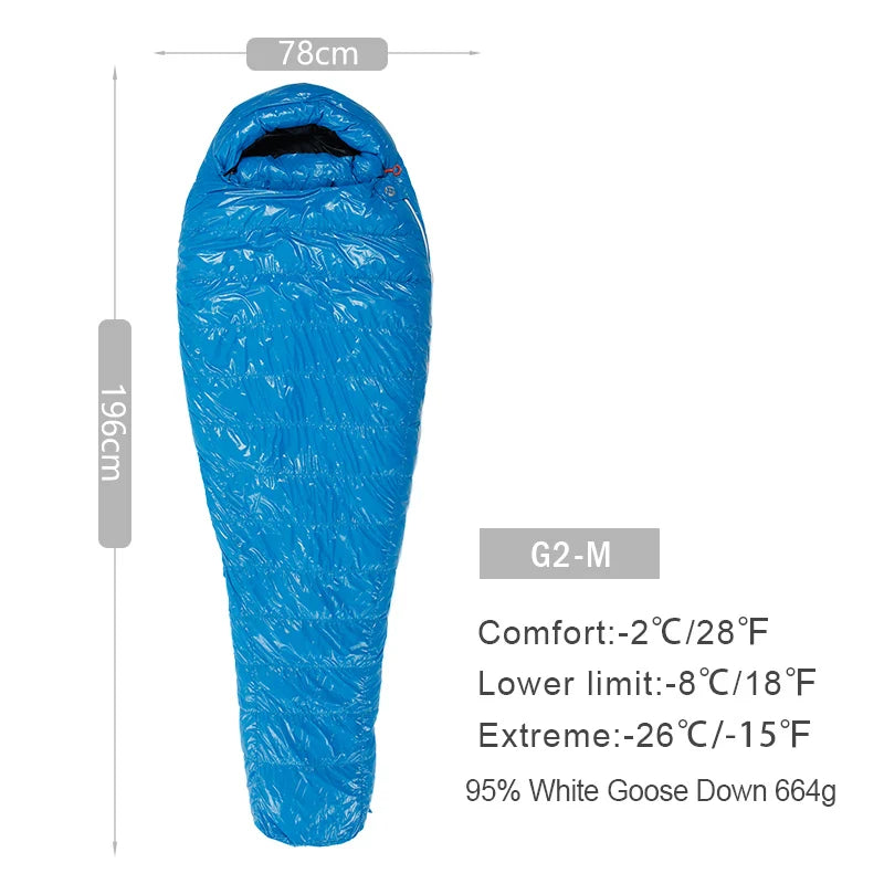 AEGISMAX G Series Adult Outdoor Camping Ultralight Mummy Stype Down Sleeping Bag 800FP Goose Down