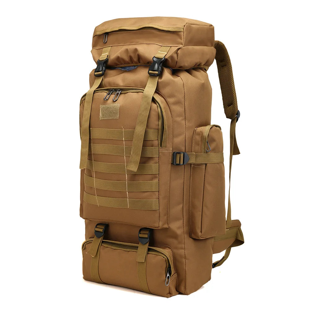 80L Waterproof Molle Camo Tactical Backpack Military Army Hiking Camping Backpack Travel Rucksack Outdoor Sports Climbing Bag