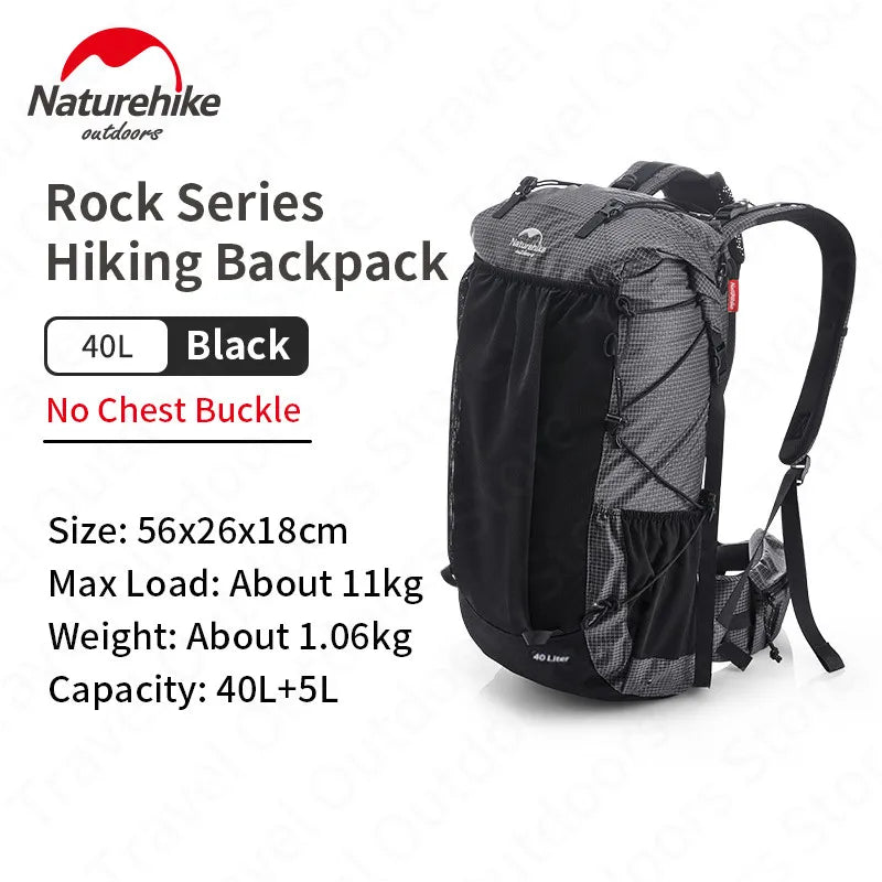Naturehike Camping Backpack 40/60L + 5L Ultralight Hiking Outdoor Mountaineering Waterproof Travel Climbing Bag With Rain Cover