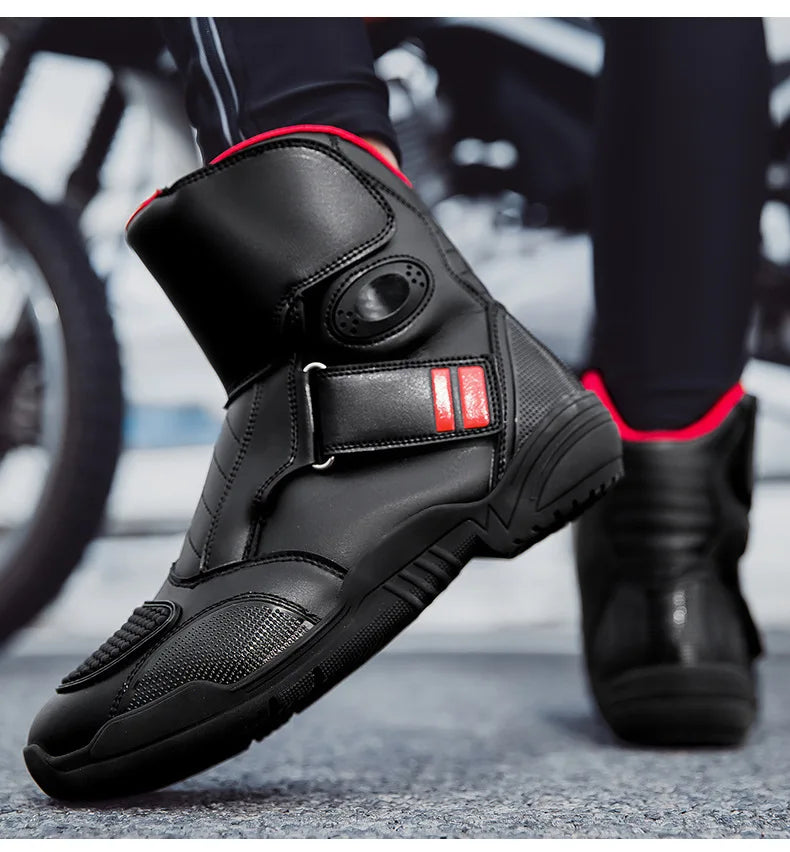 Motorcycle Boots Waterproof Leather Motorbike Protective Boots Motocross Riders Gear Men Women Moto Cycling Shoes Non-slip