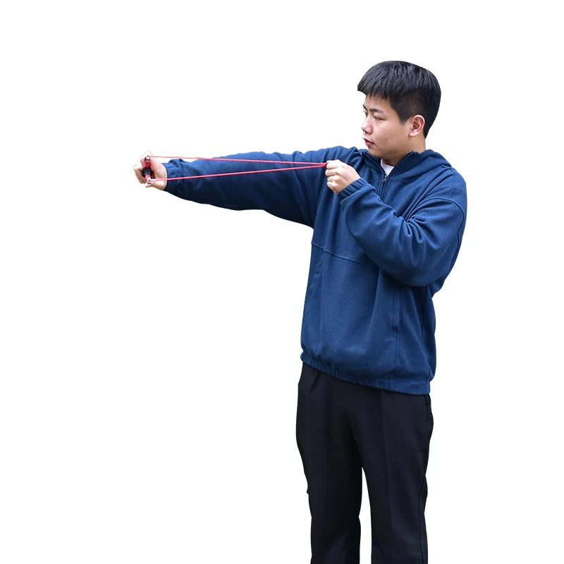 New Style Stainless Steel Powerful Slingshot with Tube Rubber Band Mud Balls Slingshot Catapult Bag for Hunting Outdoor