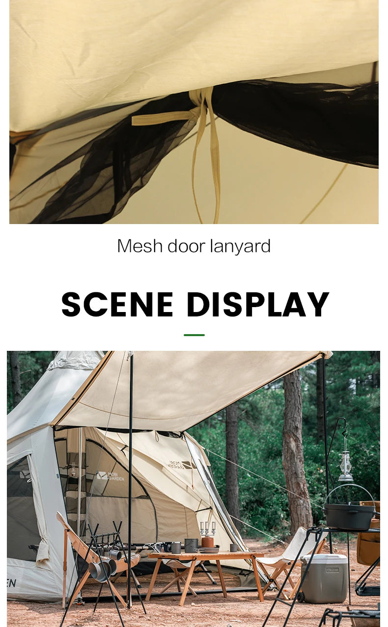 MOBI GARDEN Era290 Outdoor Family Pyramid Camping Tent 5-8 Person Large Space Lobby Sun Shelter Thickened Cotton Portable Tent