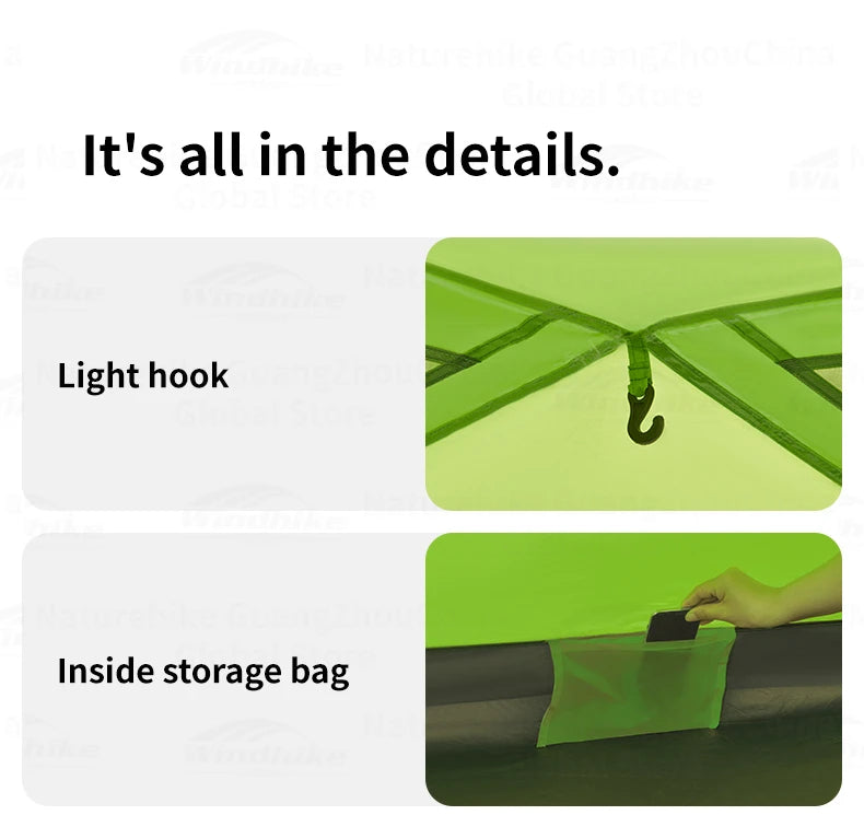 Naturehike Ultralight Camping Tent 2 Person Hiking Travel Backpacking Large Space 65D Waterproof Quick Set Cycling Shelter Tent